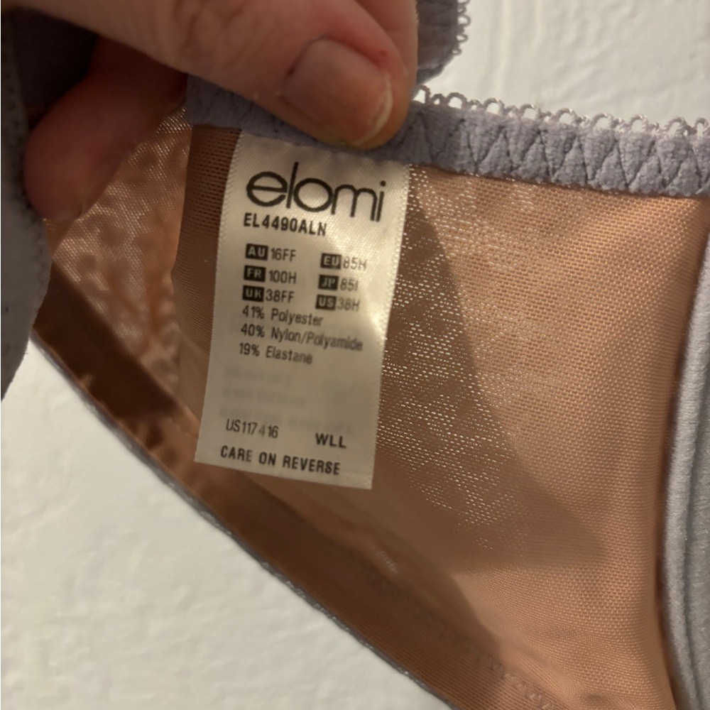 Pastel purple leopard and daisy lace elomi bra, size 38 h - Picture 2 of 9